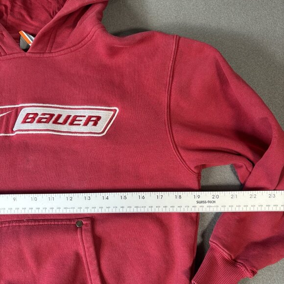 Vintage Nike Bauer Hockey Hoodie Youth S Red Sweatshirt Center Swoosh 90s Y2K - Picture 5 of 15